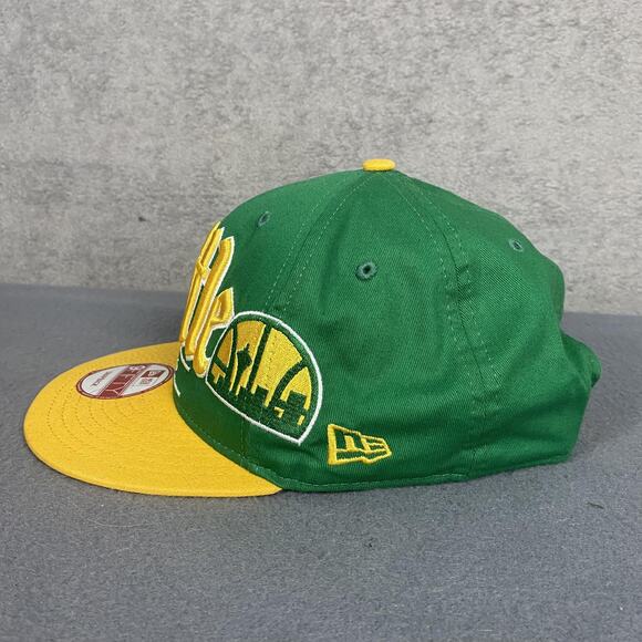 Seattle SuperSonics Hat Cap Snap Back Green Yellow NBA Basketball New Era Mens - Picture 3 of 9